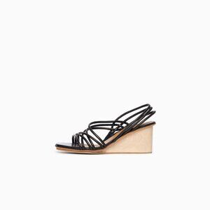 COCLICO Shoes Diana Wedge sandal Black Leather Womens size 10 | 41 Eur